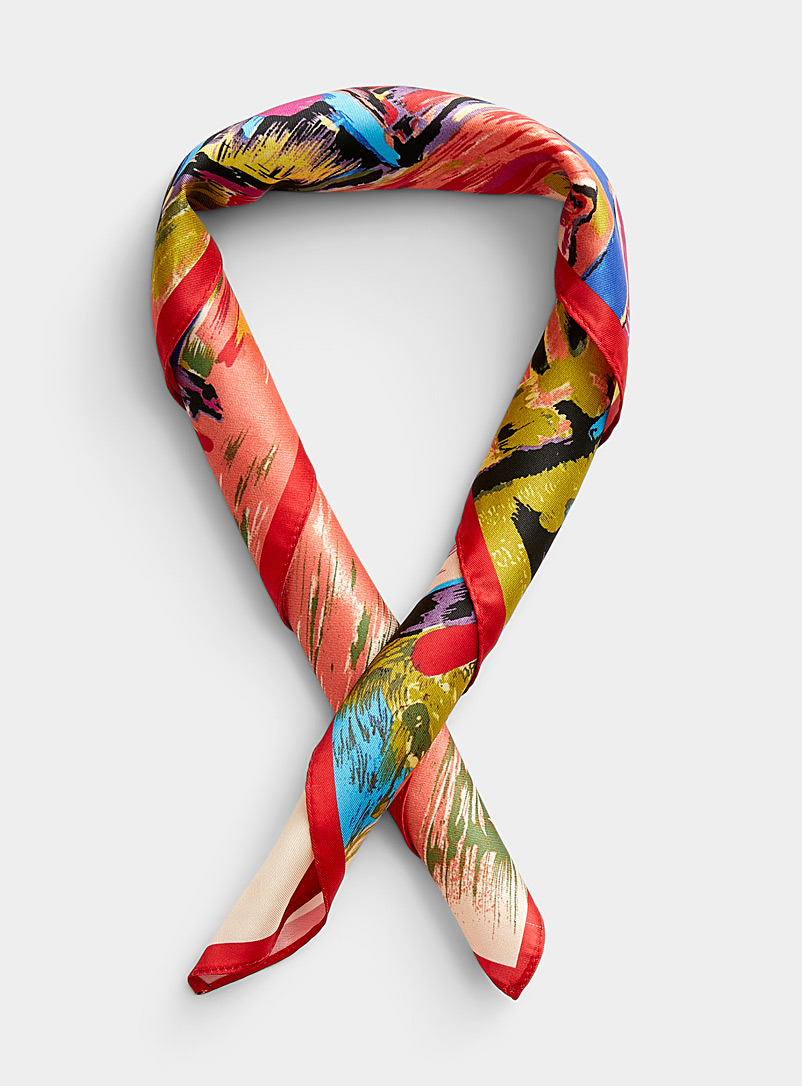 Simons Patterned Red Riverside village scarf for women