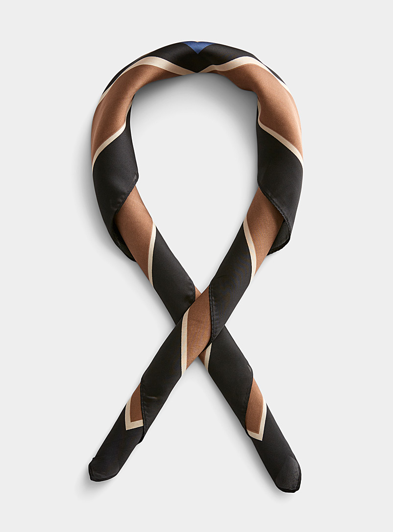Simons Patterned Black Colourful frame scarf for women