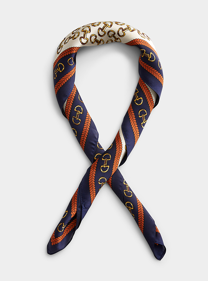 Simons Patterned Black Golden link scarf for women