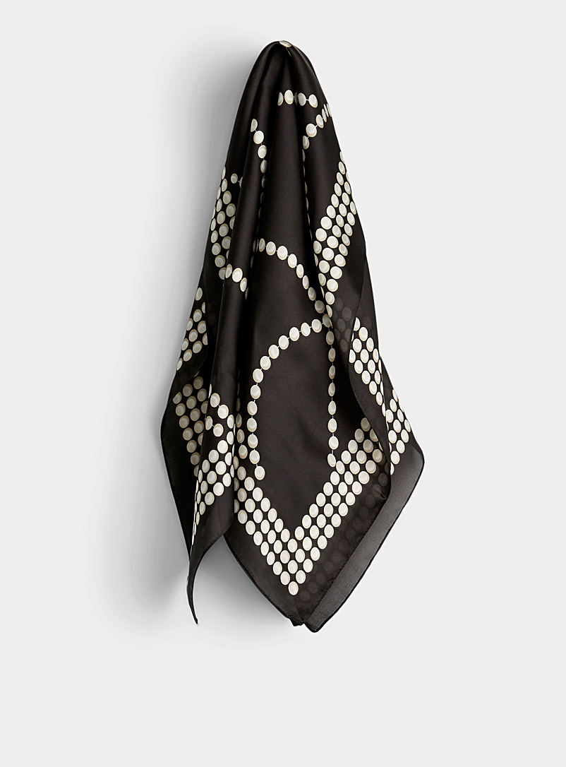 Simons Patterned Black Pearly bead scarf for women