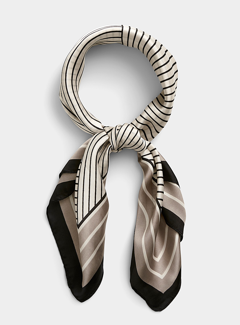 Simons Black Diagonal stripe scarf for women
