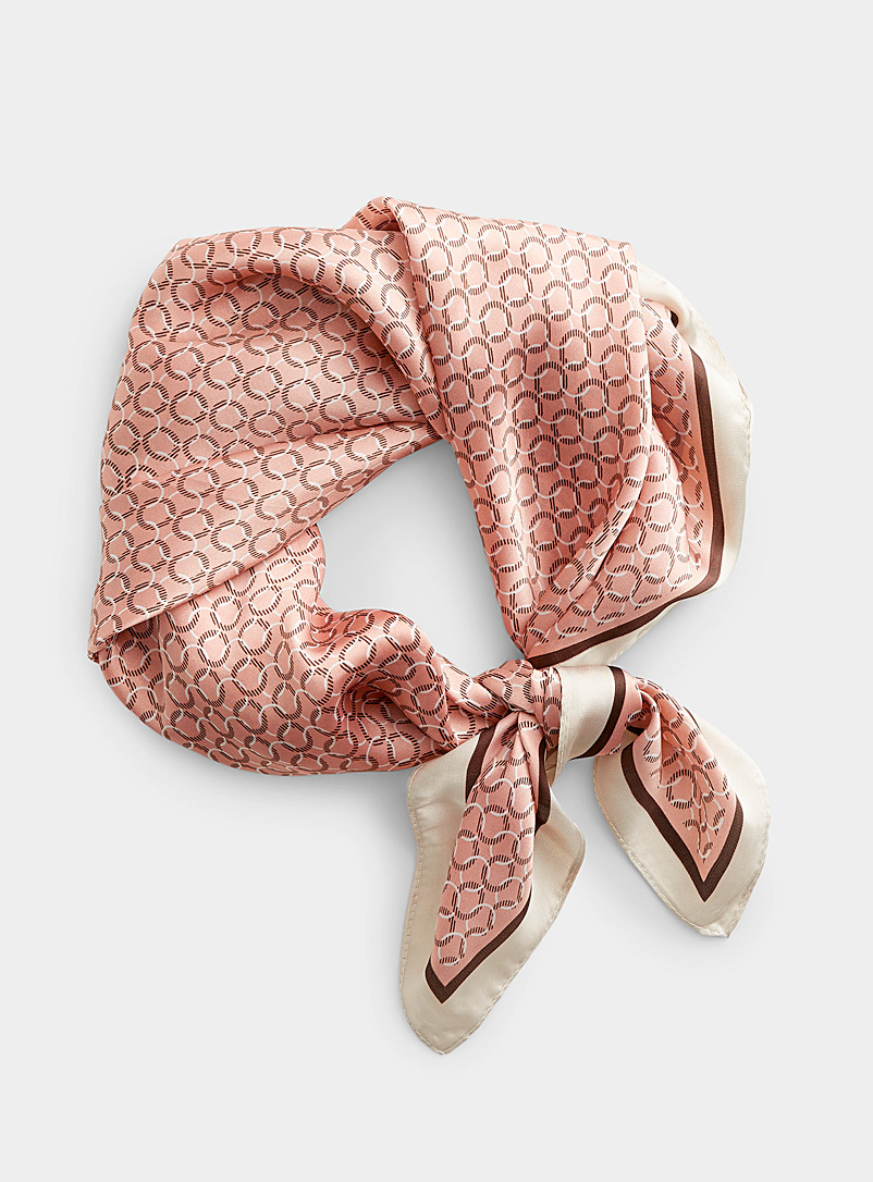 Simons Pink Retro mosaic satiny scarf for women