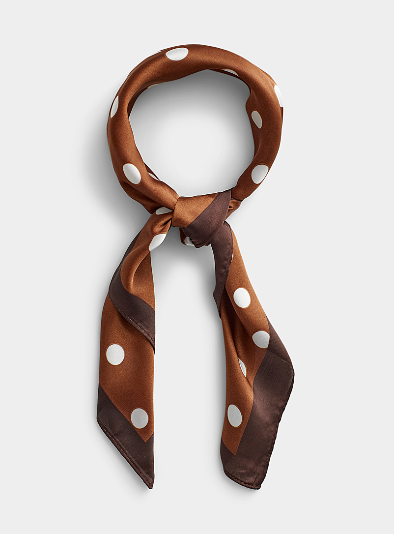Simons Patterned Brown Scattered dot scarf for women