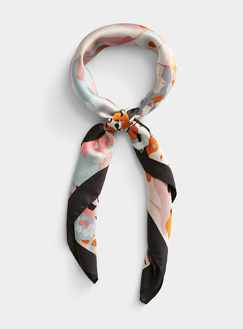 Simons Patterned Black Abstract garden scarf for women