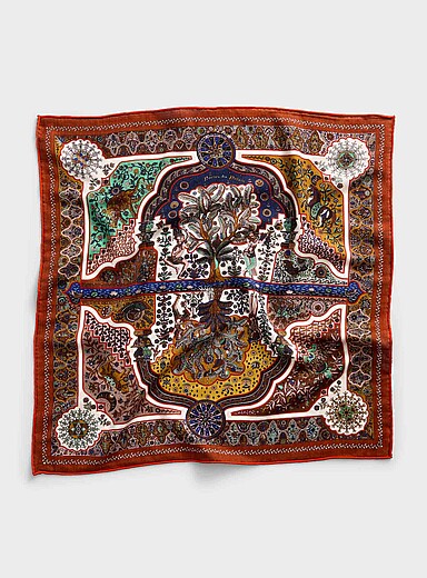 Wool and silk fresco scarf