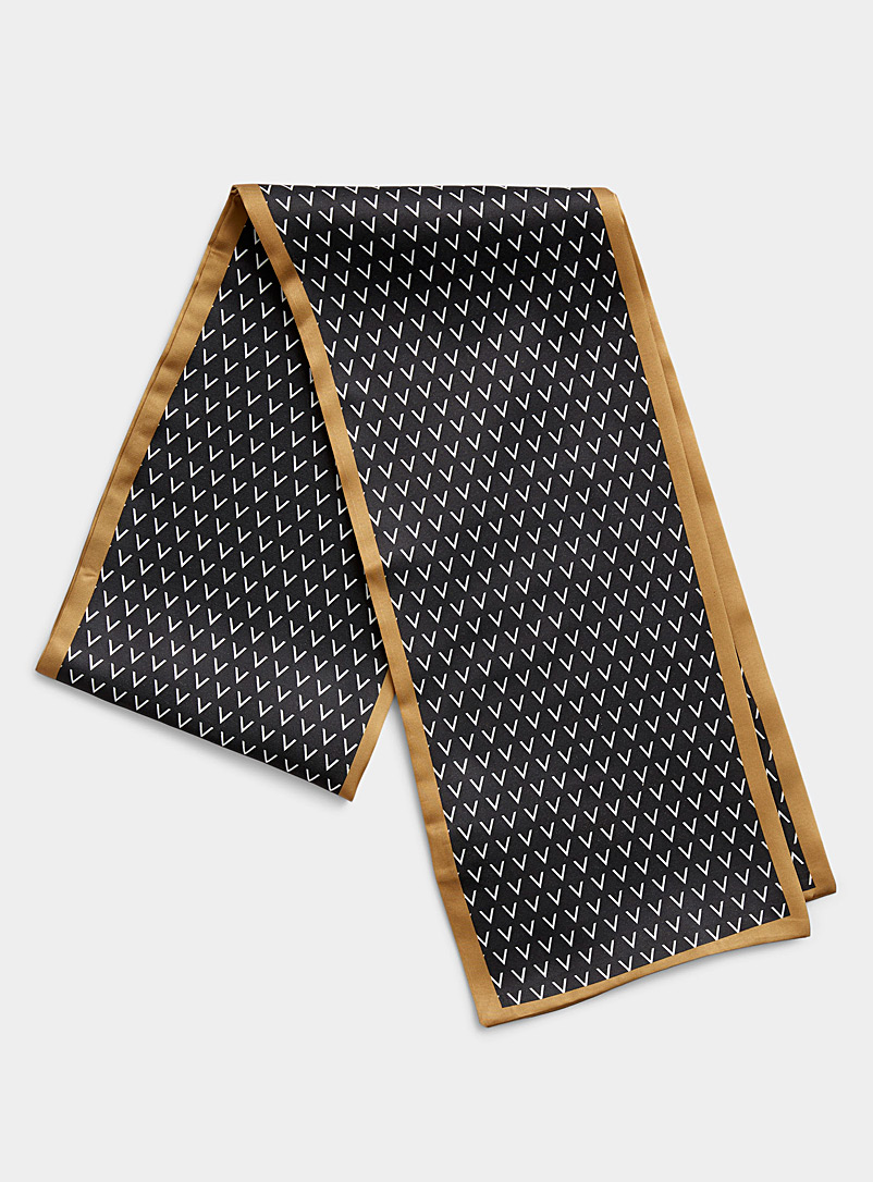 Simons Patterned Black Geo pattern narrow scarf for women