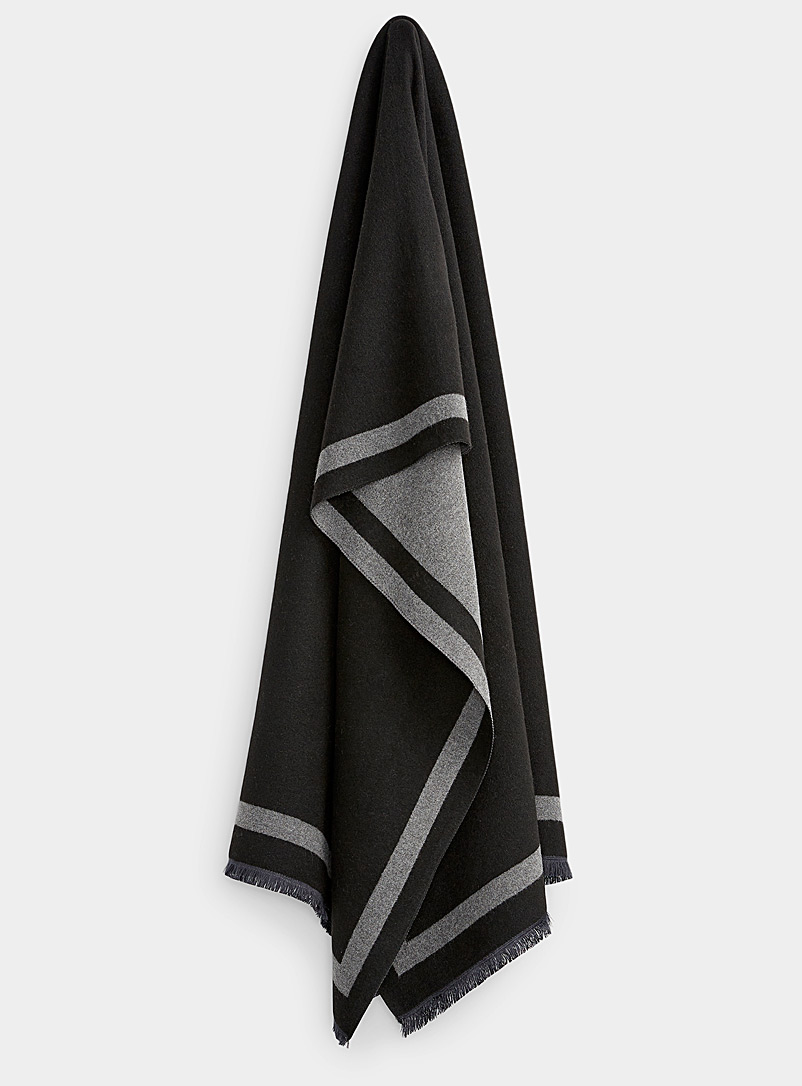Simons Black Two-tone hem scarf for women