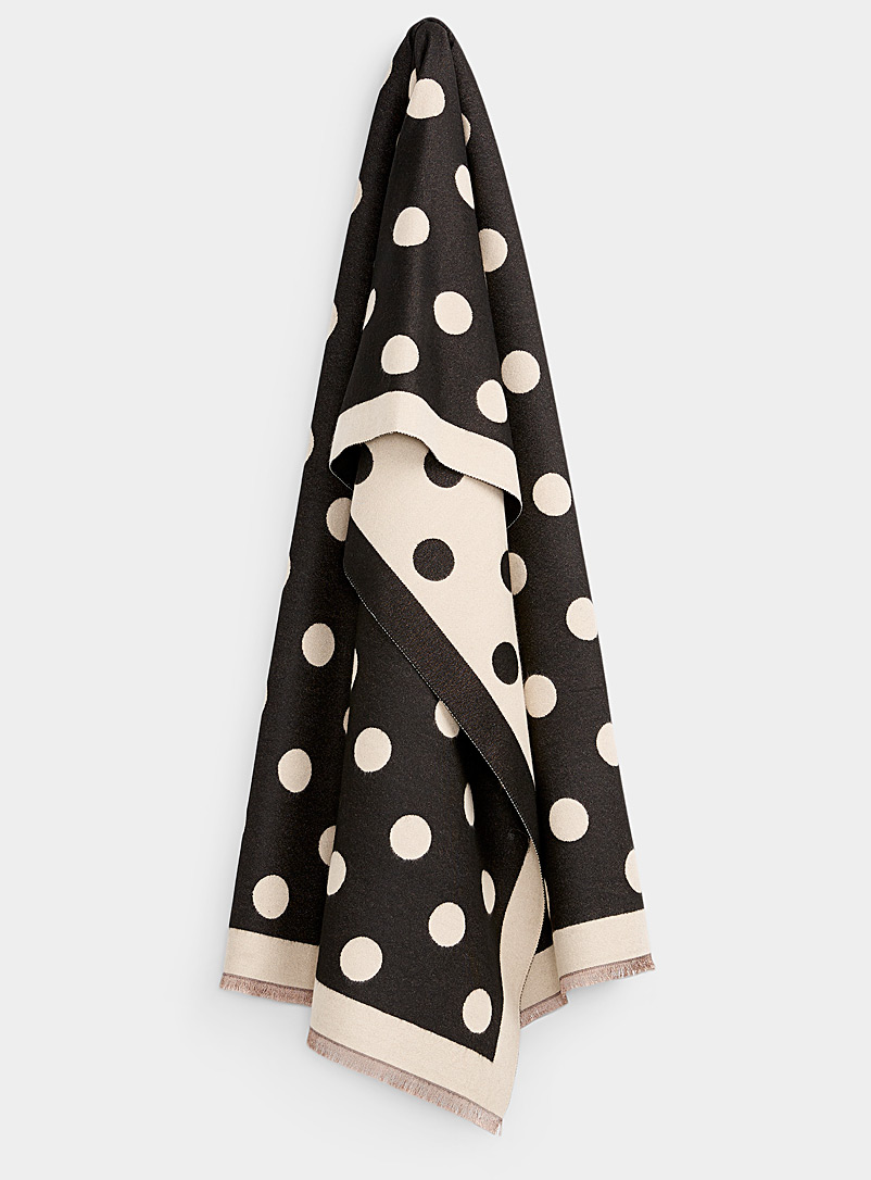 Simons Patterned Black Colourful dot scarf for women