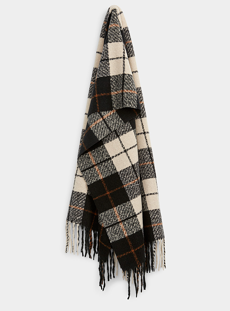 Simons Patterned Black Variegated tile scarf for women