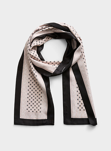 Geo pattern satiny double-layer scarf