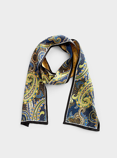 Pure silk reversible narrow scarf