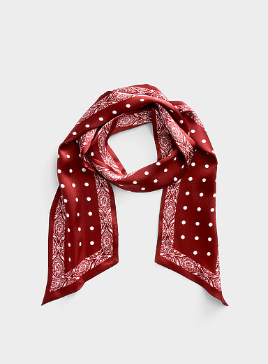 La longue &eacute;charpe &eacute;troite pois bordure baroque pure soie