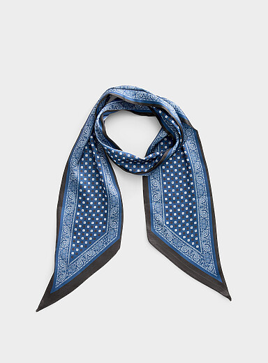 Contrast edge paisley narrow satiny scarf
