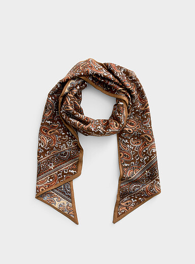 L'&eacute;charpe &eacute;troite l&eacute;g&egrave;re paisley neutre r&eacute;versible