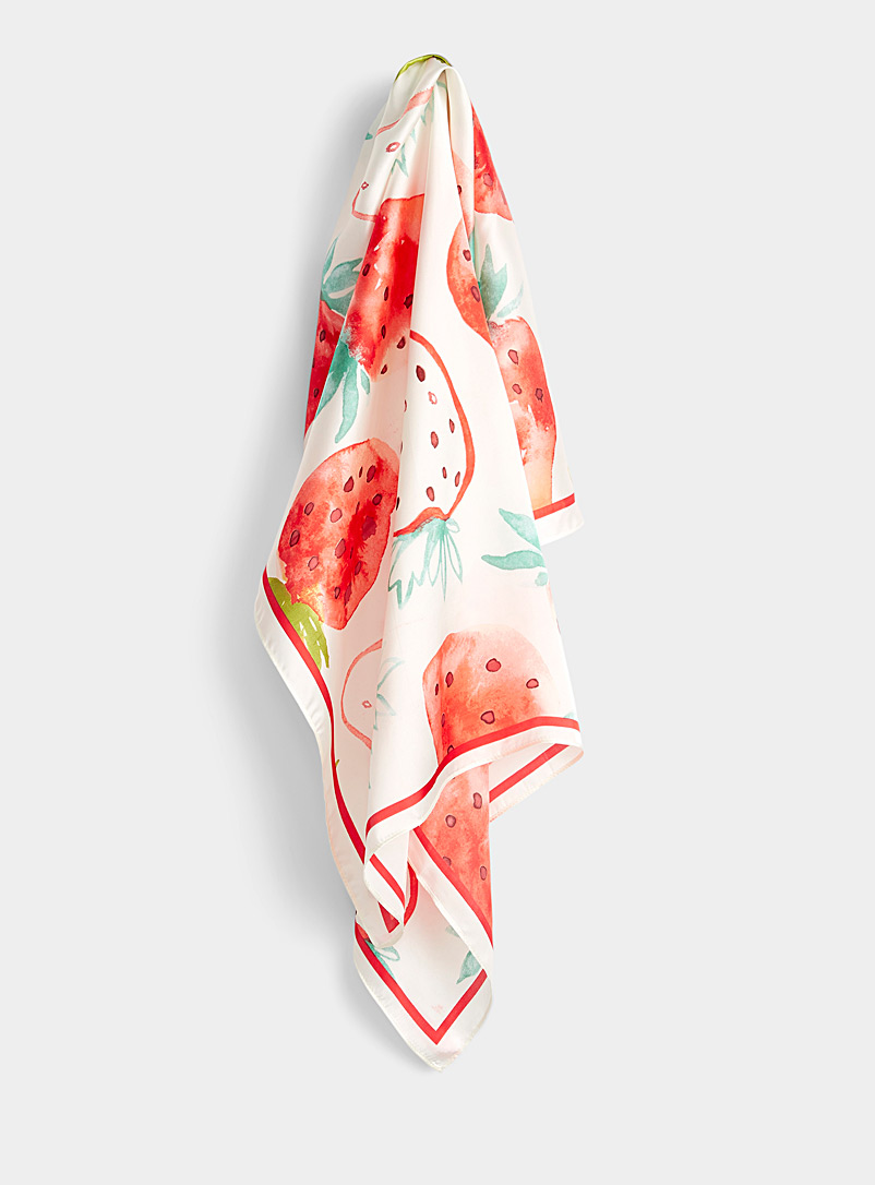 Simons Patterned Red Summer strawberry scarf for women