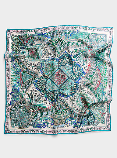 Pure silk pastel paisley scarf