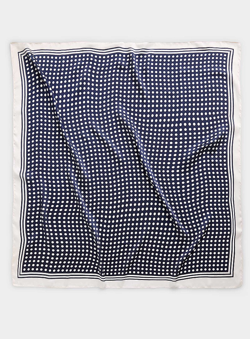 Simons Navy/Midnight Blue Contrast edging polka dot satiny scarf for women