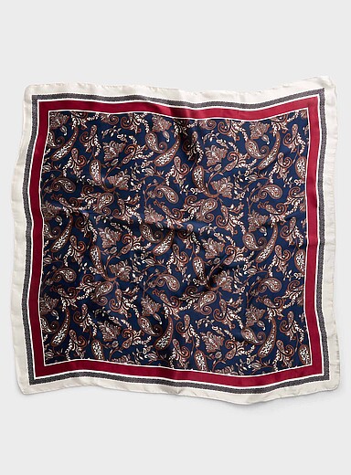 Contrast-edging paisley scarf