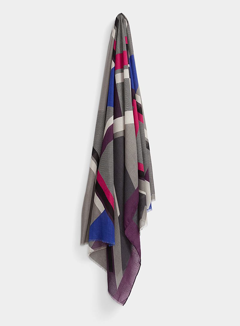 Simons Patterned Crimson Geometric mosaic XL scarf for women