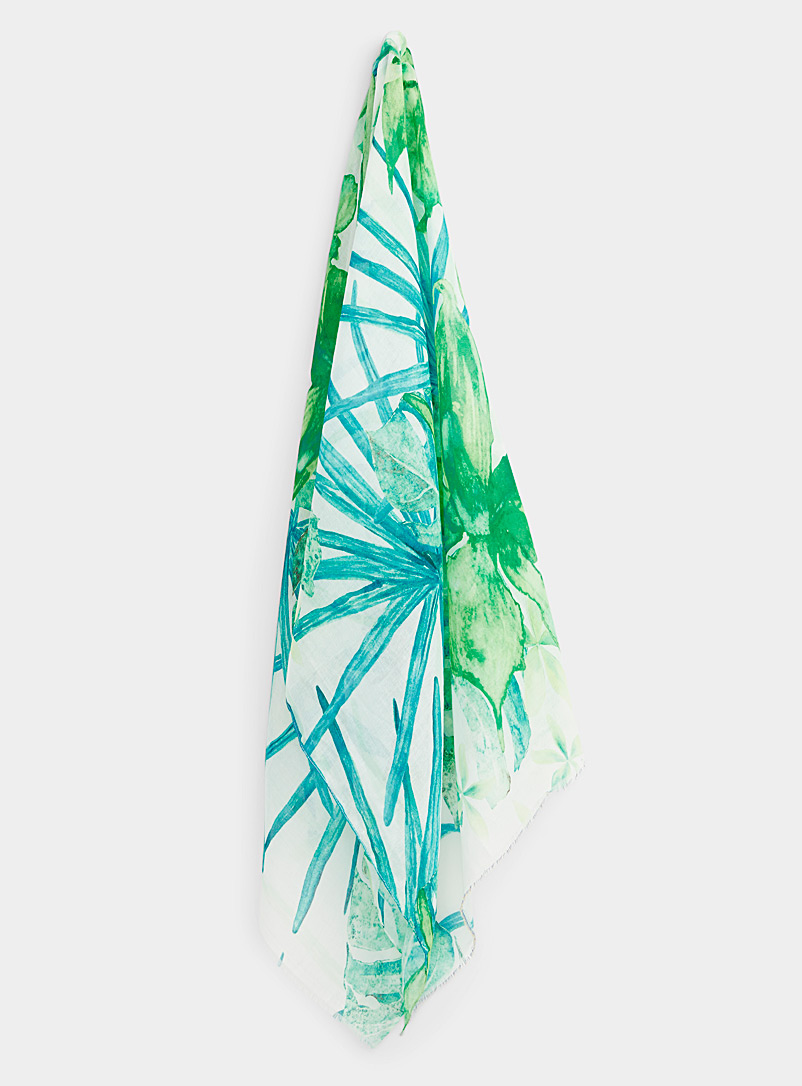 Simons Bottle Green Tropical flower scarf for women
