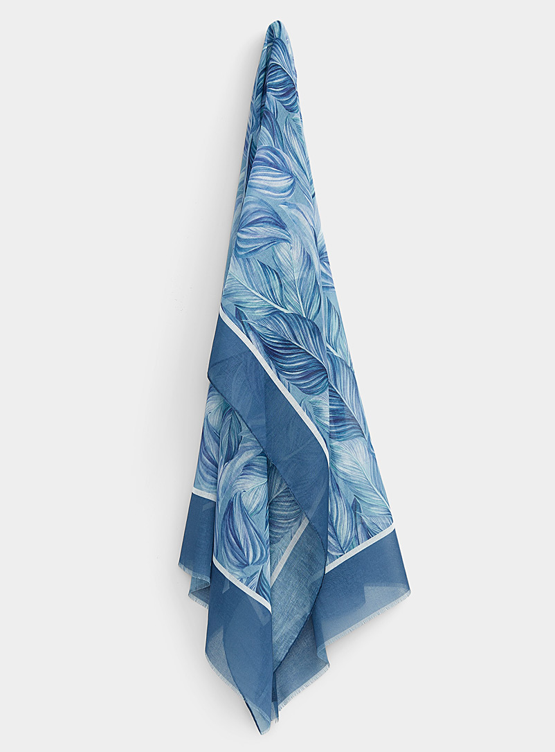 Simons Baby Blue Lush foliage lightweight scarf for women