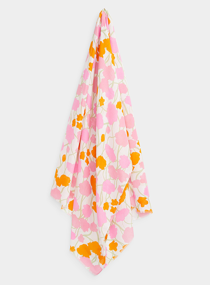Simons Pink Floral silhouette scarf for women