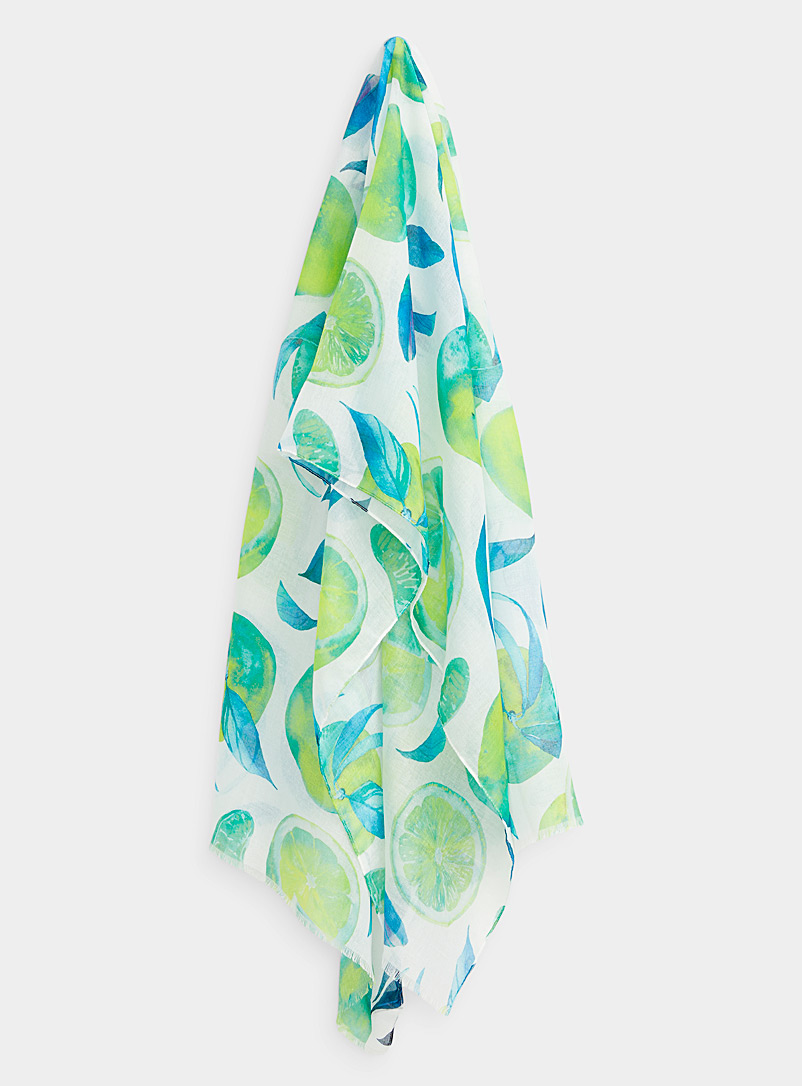 Simons Patterned Green Exotic fruit scarf for women