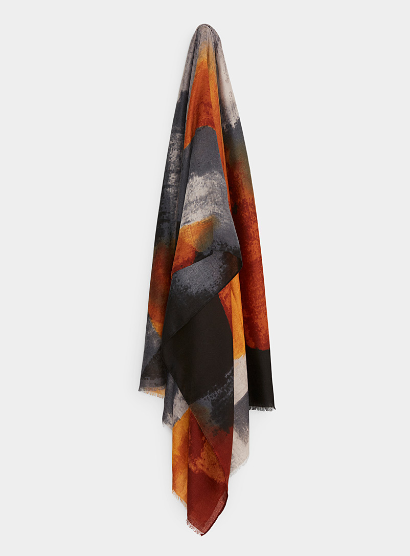 Simons Patterned Yellow Abstract geometry lightweight scarf for women