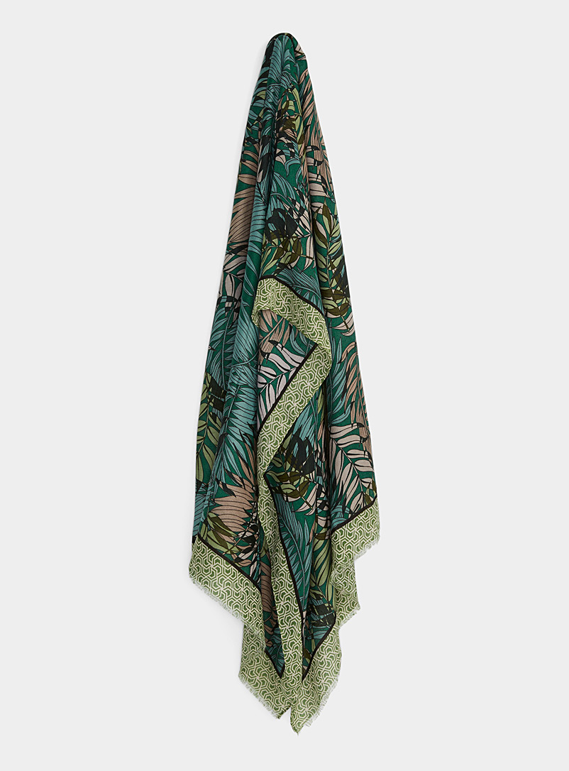 Simons Green Lush jungle lightweight scarf for women