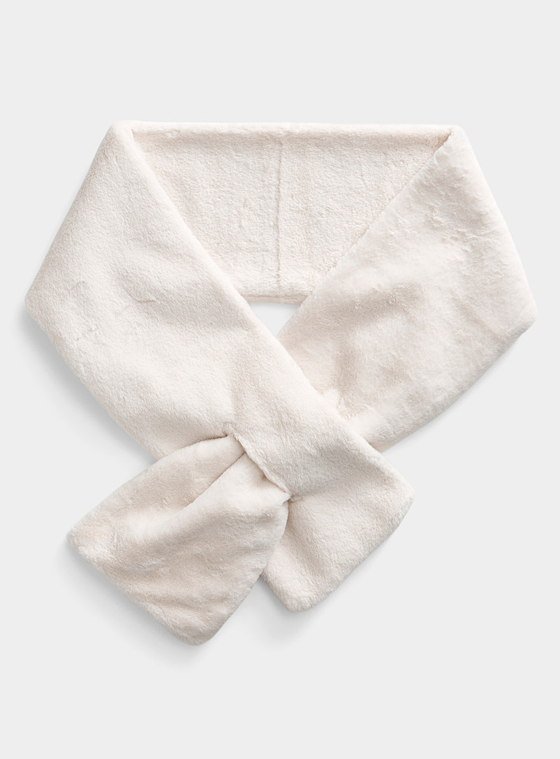 Simons Ivory White Faux-fur scarf for women