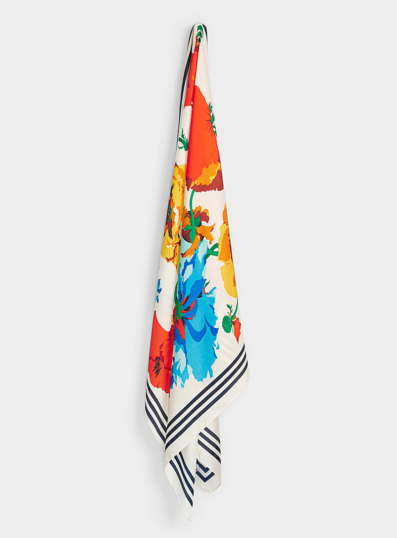 Simons: L'écharpe légère tapisserie florale Blanc à motifs pour femme