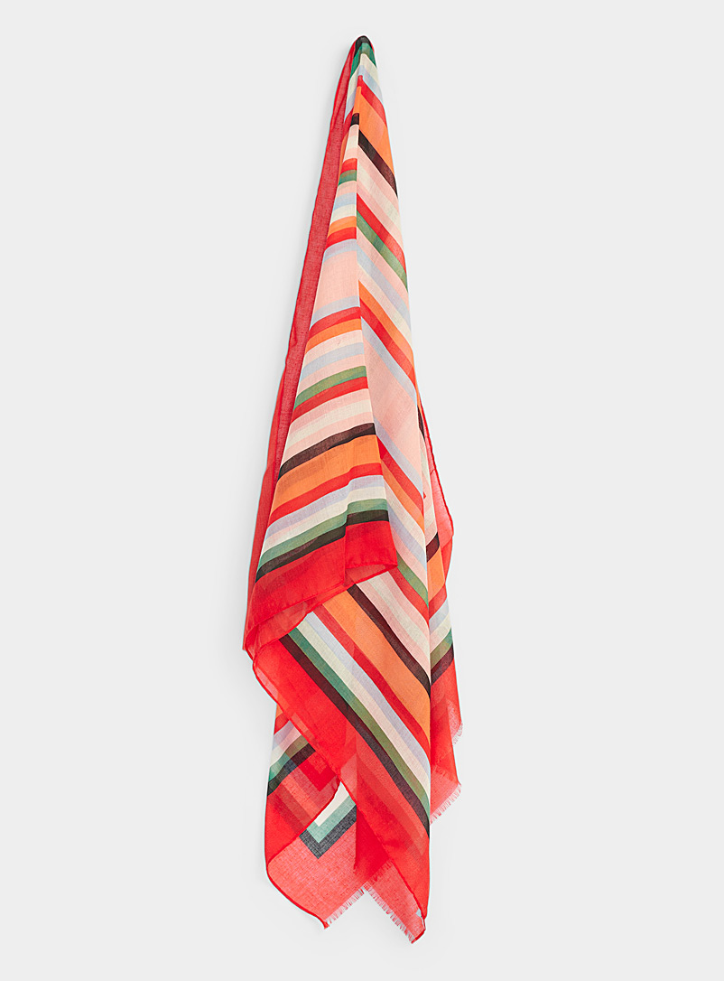 Simons: L'écharpe légère cadres colorés Rouge à motifs pour femme