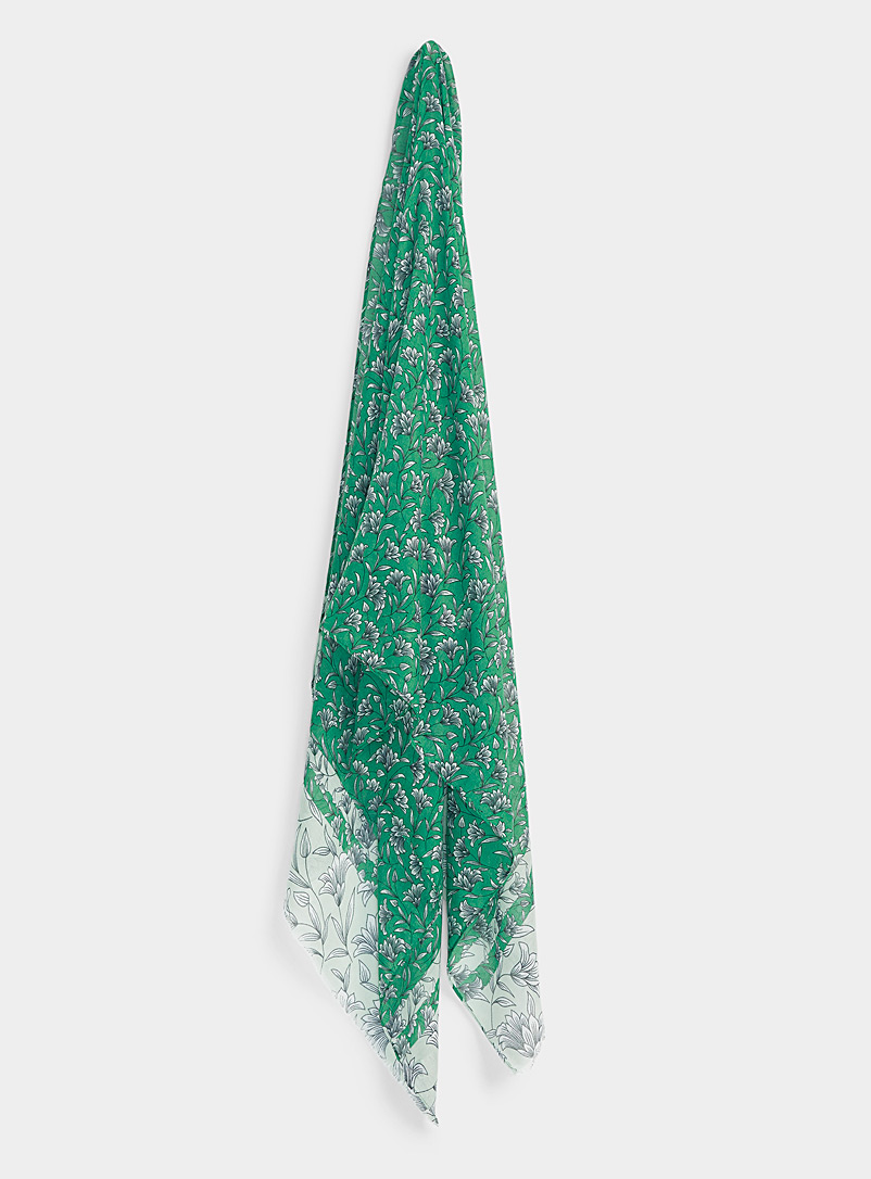 Simons Pine/Bottle Green Two-tone garden lightweight scarf for women