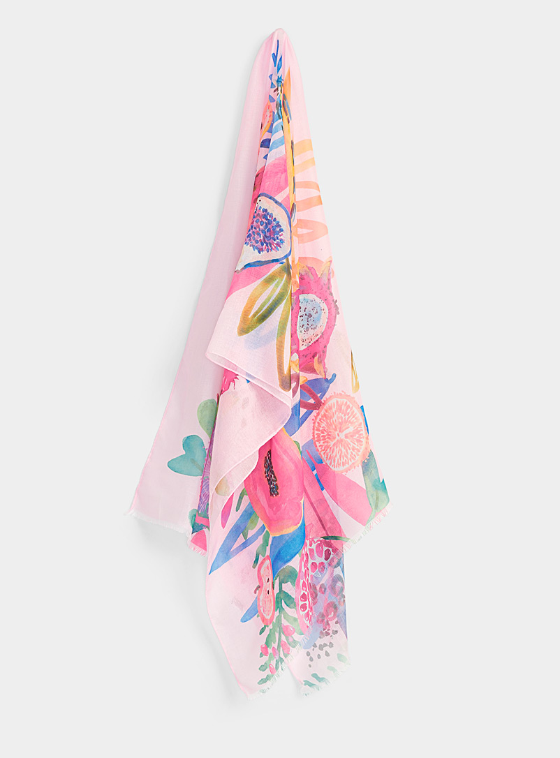 Simons Pink Fruity explosion lightweight scarf for women