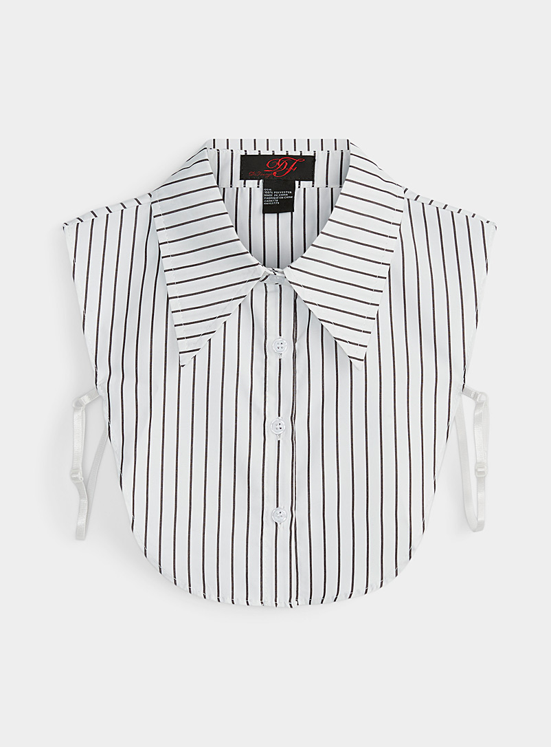 Simons Patterned White Striped faux collar for women