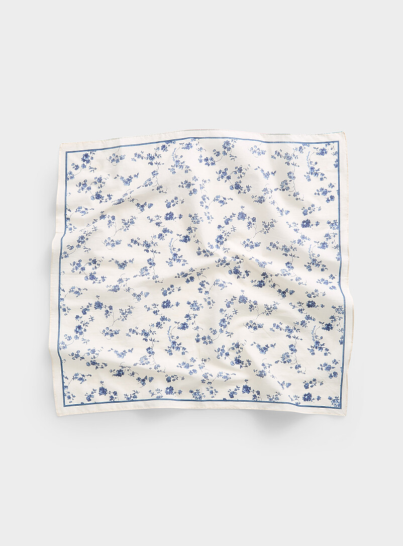 Blue-flower 100% cotton scarf product image 2