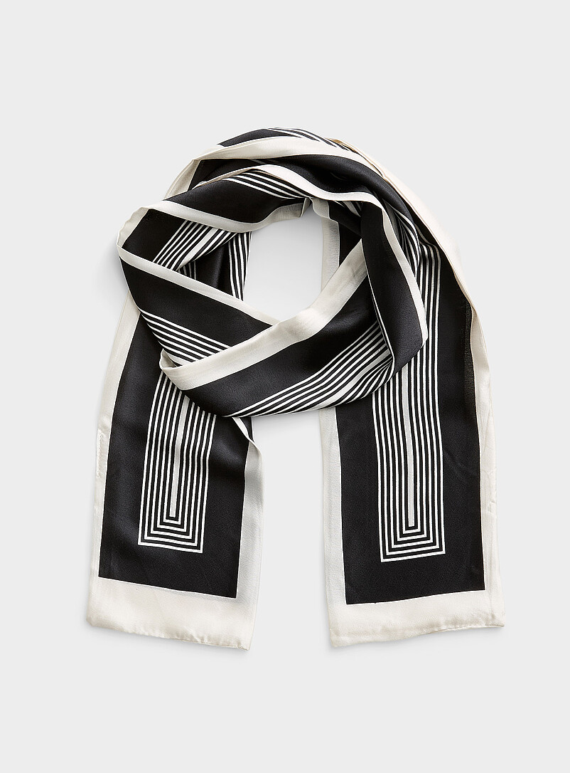 Striped Satiny Double-Layer Scarf