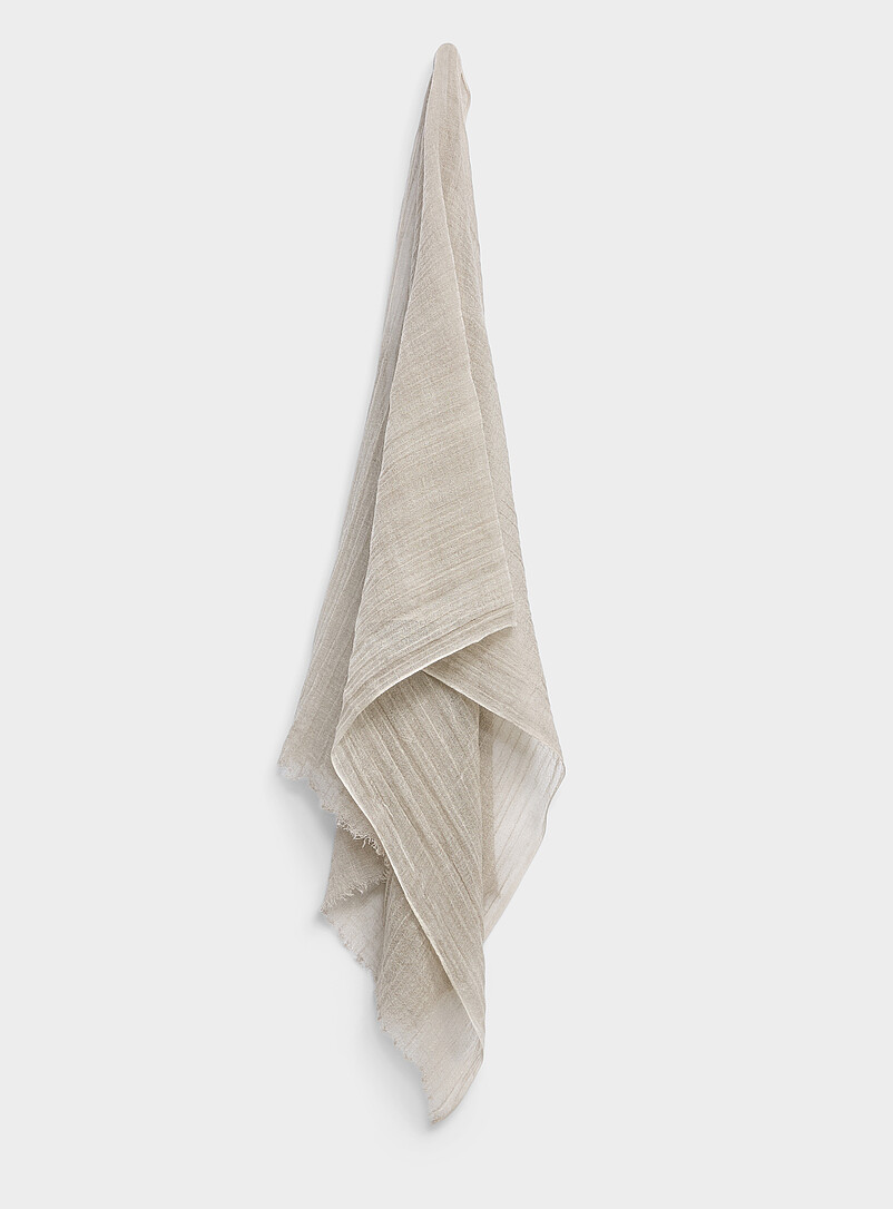 Frayed-Edging Linen-Like Lightweight Scarf