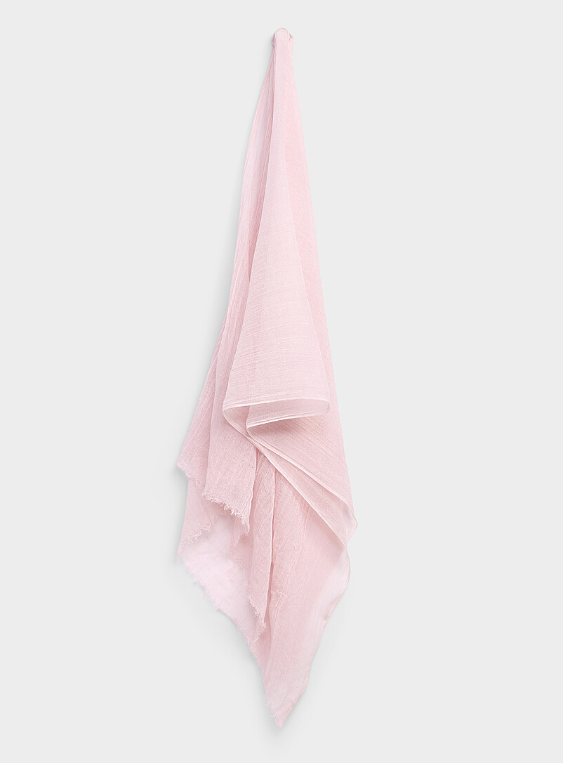 Frayed-edging linen-like lightweight scarf product image (primary)