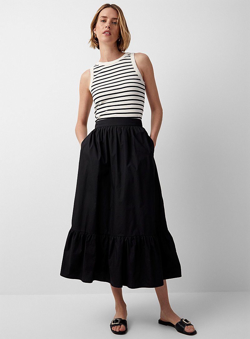Ruffled hem poplin maxi skirt | Contemporaine | Women's Maxi Skirts ...