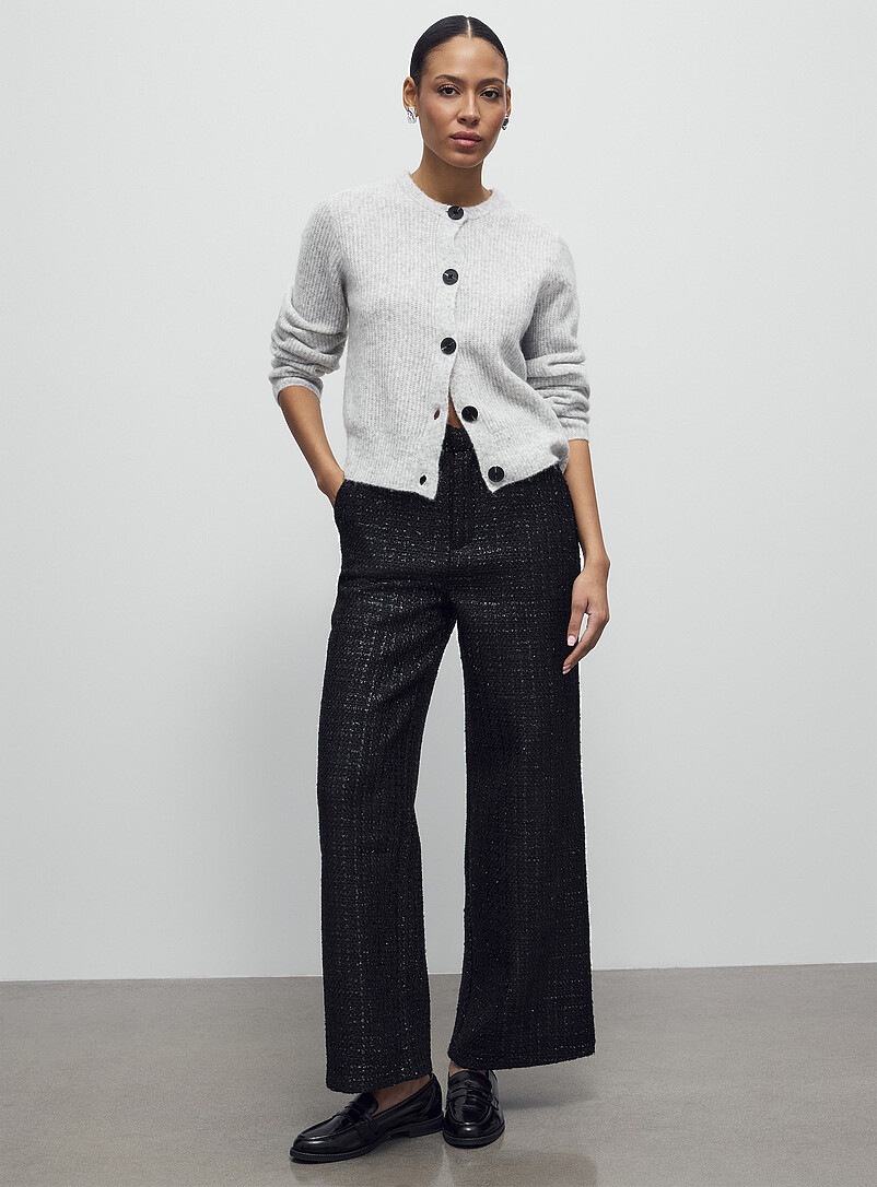 Shiny tweed pant Fit: Wide leg, high rise | Contemporaine | Shop