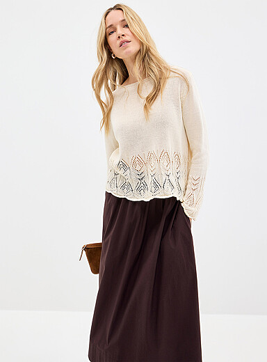 Le chandail ajour&eacute; festonn&eacute; manches cloche <b>Collection exclusive d'Italie</b>