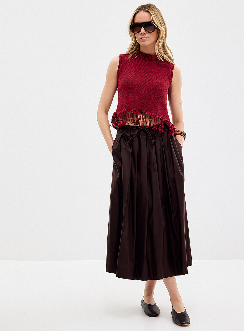 トップス Eaphi FRINGE KNIT VEST Natural knit fringed sweater vest Exclusive collection from Italy