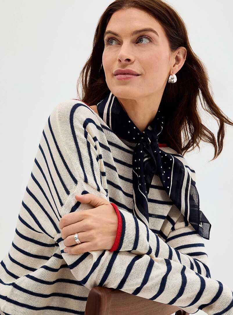 Contrasting rolled trim striped sweater Exclusive collection from Italy product image 2