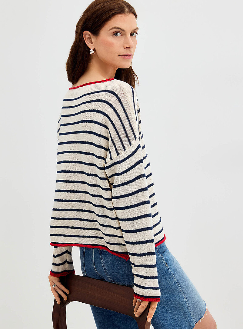 Contrasting rolled trim striped sweater Exclusive collection from Italy product image 3