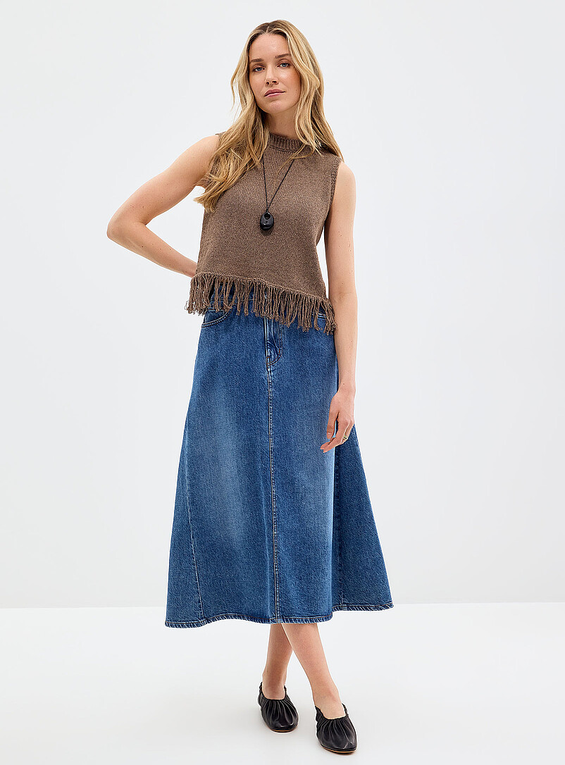 Natural Knit Fringed Sweater Vest Exclusive Collection From Italy