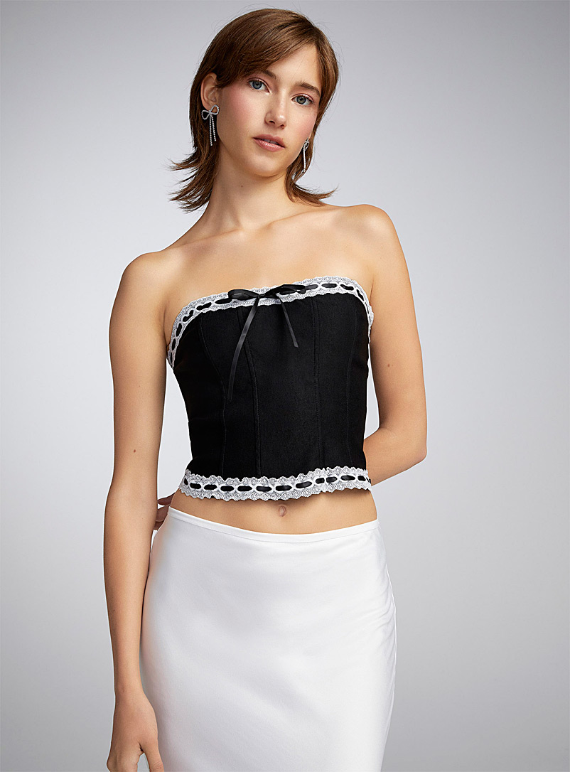 Ribbon and lace bustier | Motel | | Simons