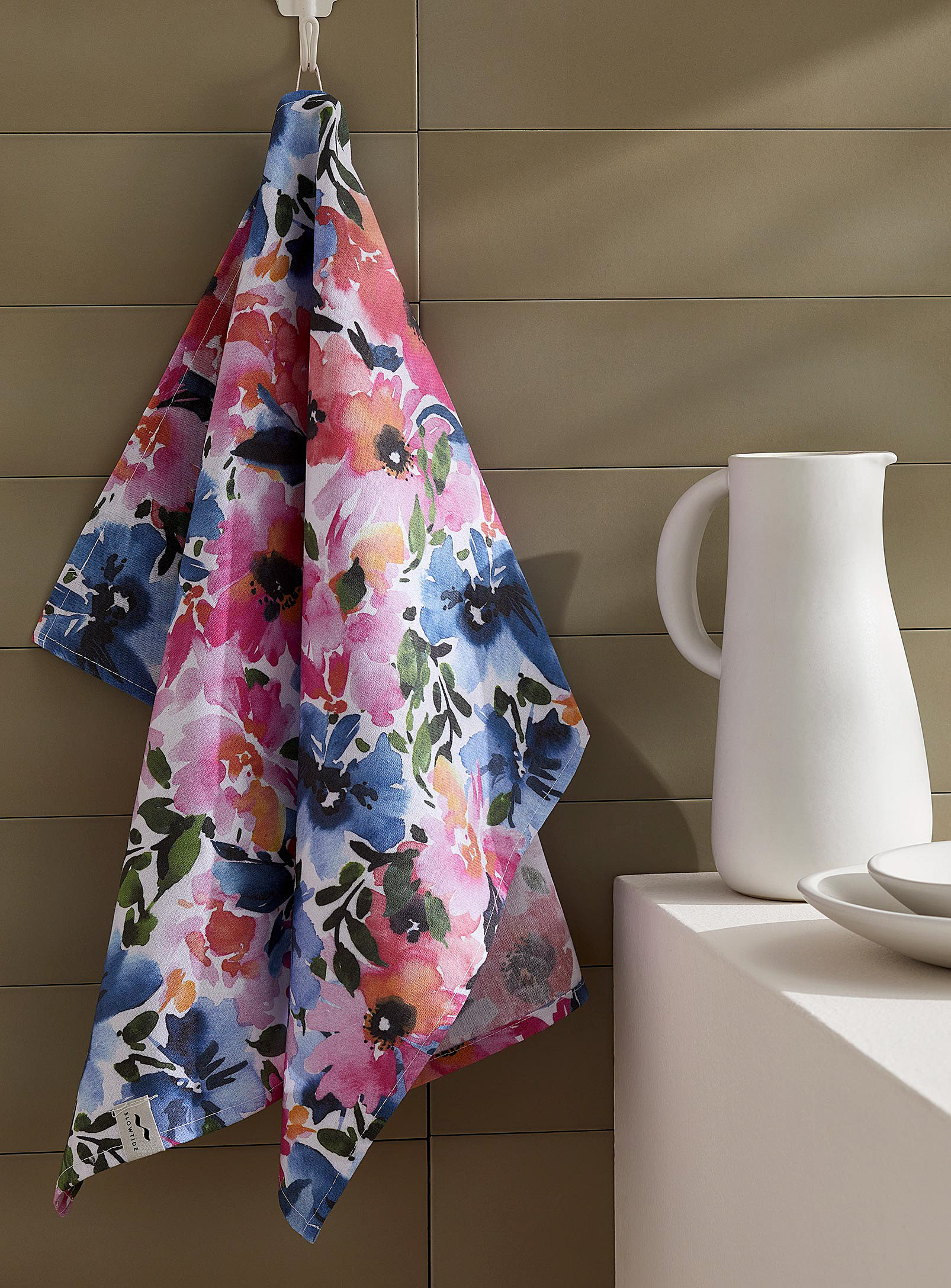 Slowtide - Jade floral tapestry tea towel