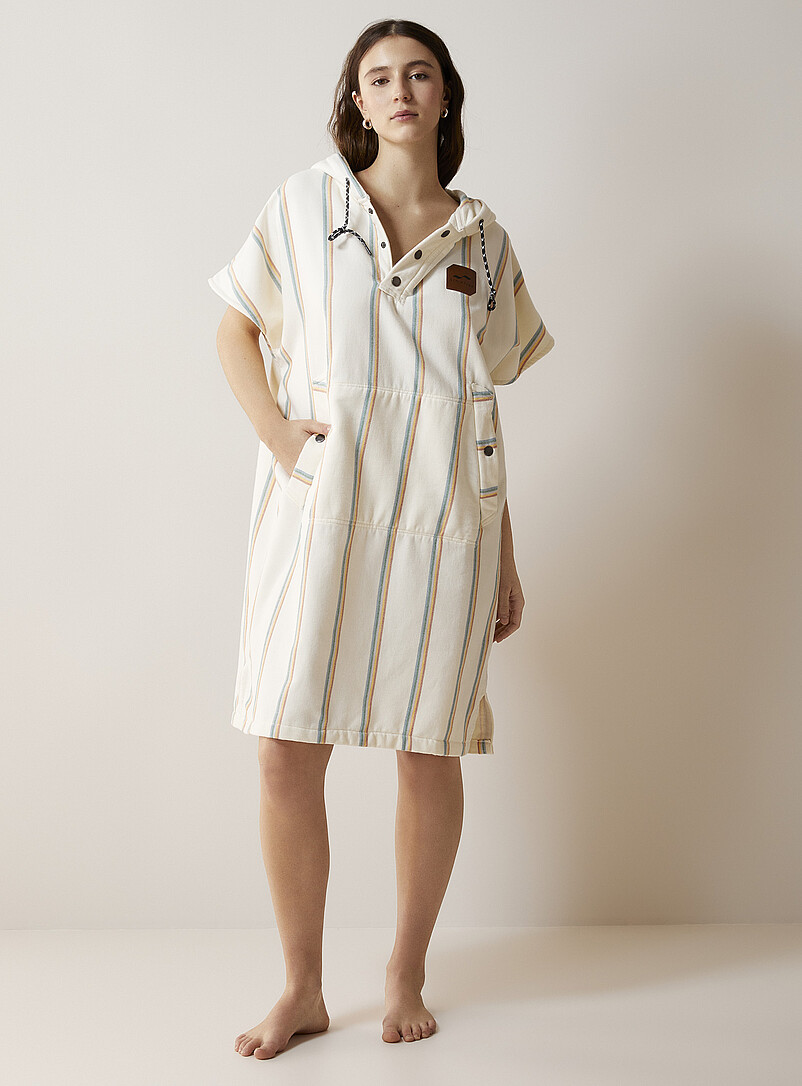 Rainbow stripe light terry poncho product image (primary)