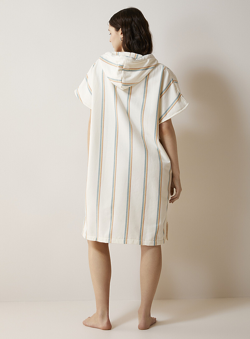 Rainbow stripe light terry poncho product image 3